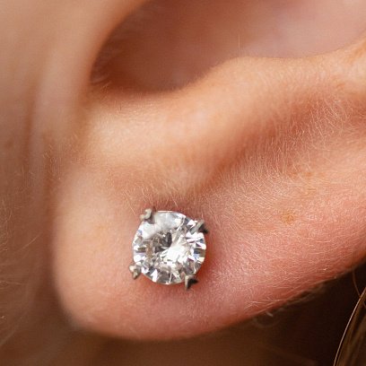 Серебряные серьги - пусеты 2 в 1 с фианитами 572 №6