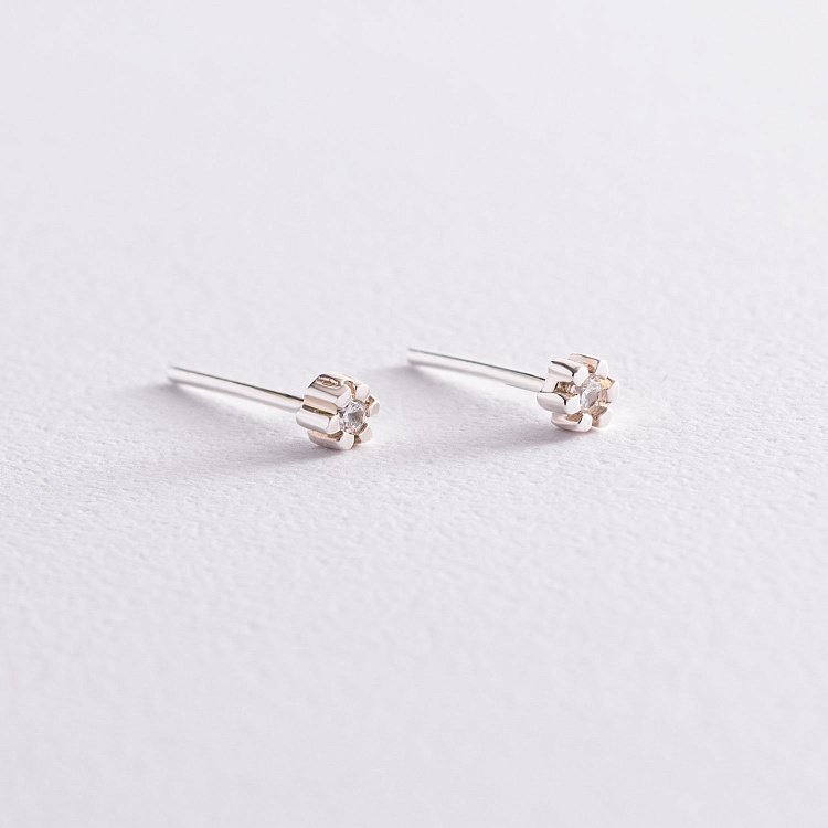 Серебряные серьги - пусеты с фианитами (3мм) 12658 от ювелирного магазина Оникс