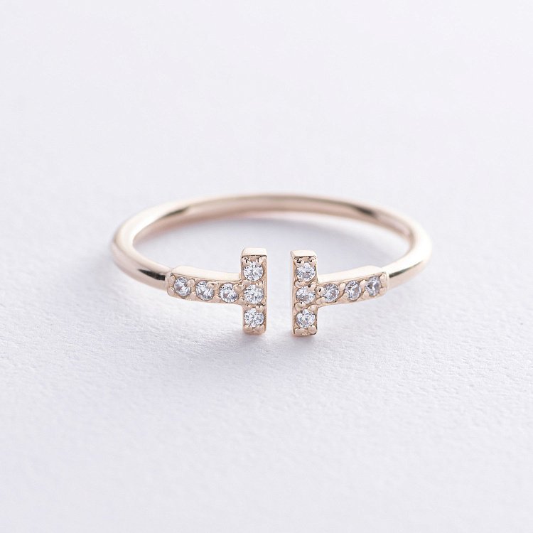 Каблучка "Tina" у жовтому золоті (фіаніти) к05835 від ювелірного магазину Онікс