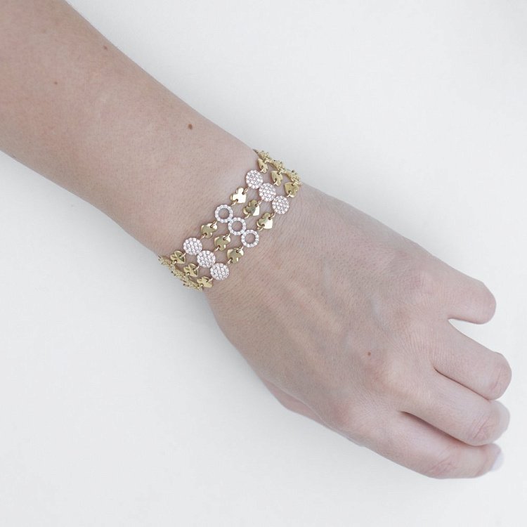 Золотий браслет з фіанітами б01651 від ювелірного магазину Онікс - 2