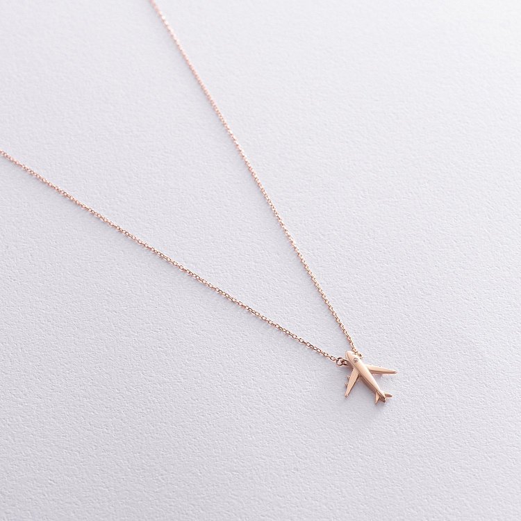 Золотое колье "Самолет" с фианитом кол02433 от ювелирного магазина Оникс - 2