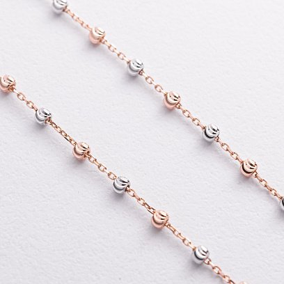 Серьги "Шарики на цепочке" (красное, белое золото) с09371 №2