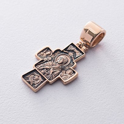 Золотой православный крест "Господь Вседержитель. Икона Божией Матери "Семистрельная" п02532 №2