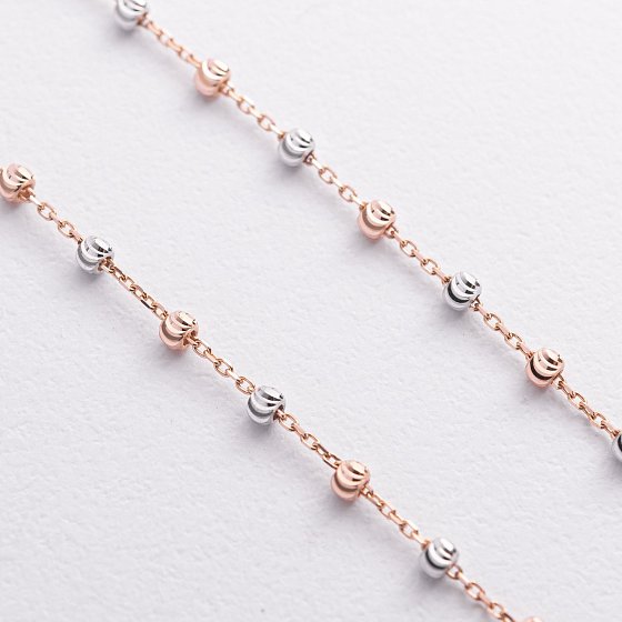Серьги "Шарики на цепочке" (красное, белое золото) с09371 №4