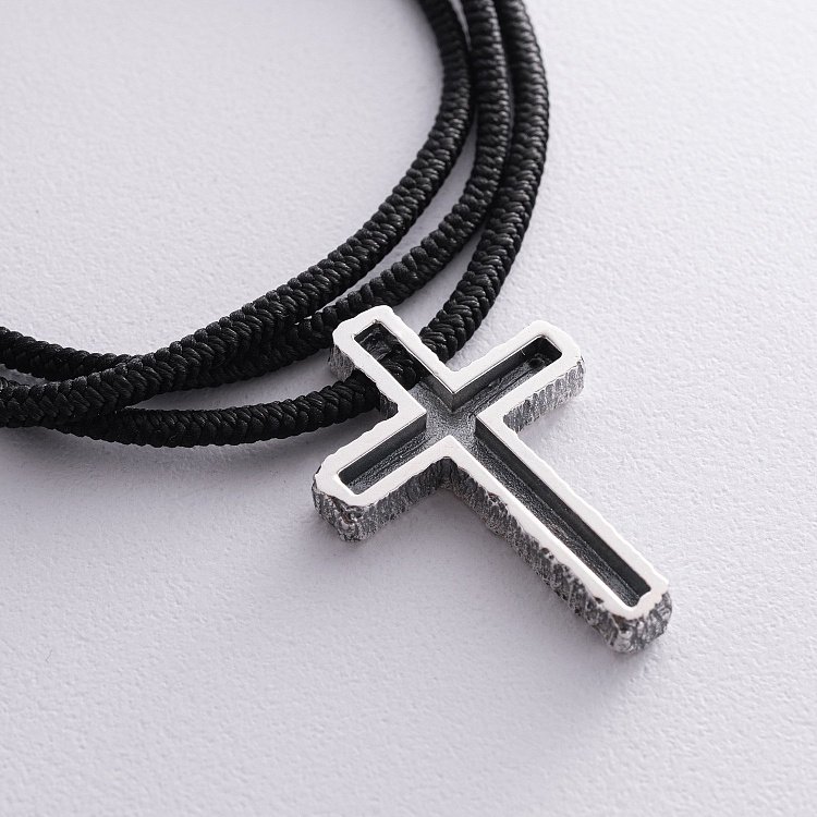 Православний срібний хрест "Отче наш" на шнурку 181272 від ювелірного магазину Онікс - 11