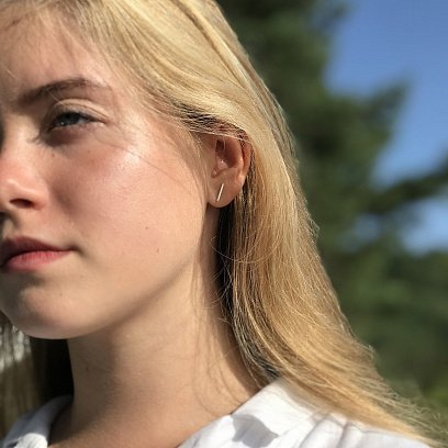 Серебряные серьги-пусеты в стиле минимализм 122489 №14