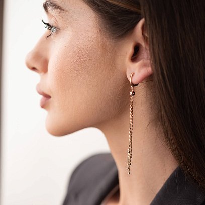 Золоті сережки "Кульки" на ланцюжку с07419 №6