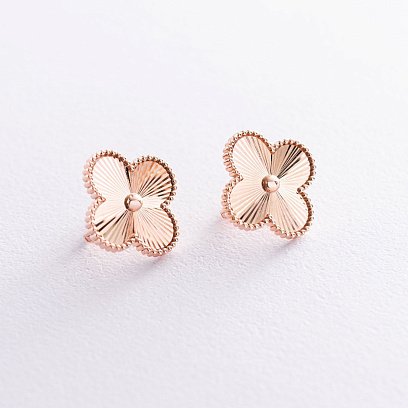 Серьги "Клевер" в красном золоте с07052