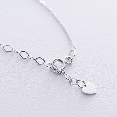 Браслет на ногу "Сердечко" в белом золоте б05346 №5