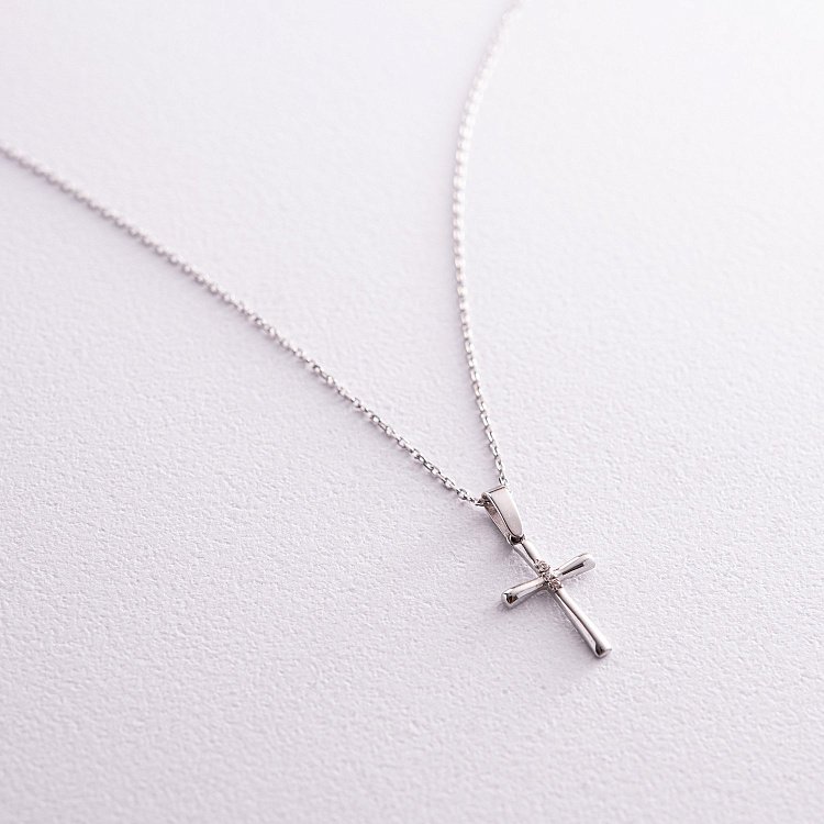 Золоте кольє "Хрестик" з фіанітами кол02196 від ювелірного магазину Онікс - 6