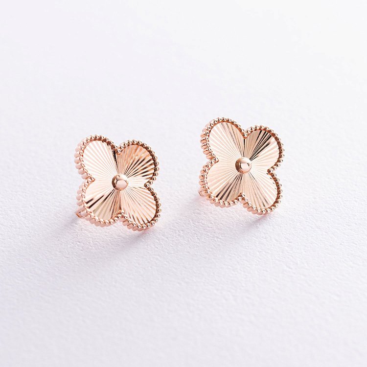 Серьги "Клевер" в красном золоте с07052 от ювелирного магазина Оникс