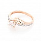 Золотое помолвочное кольцо с фианитами к03834 от ювелирного магазина Оникс - 1