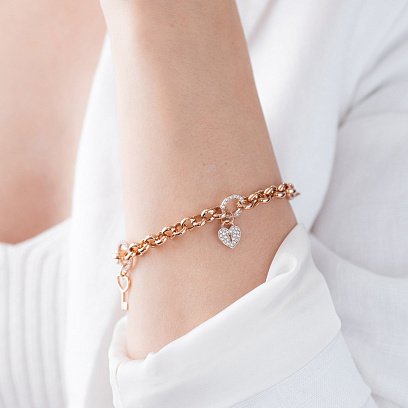 Браслет у червоному золоті "Серце, ключ і зірочка" (фіаніти) б04876 №3