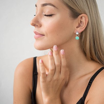 Срібні сережки "Круїз" з емаллю 122216 №4