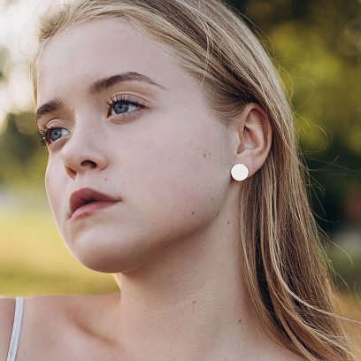 Золотые серьги - пусеты "Кружочки" с06491 №8