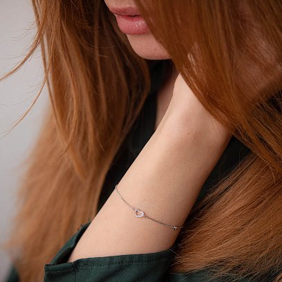 Золотий браслет "Сердечко" з діамантами бб0030z №4