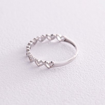 Кольцо "Сердечки" в белом золоте к07154 №3