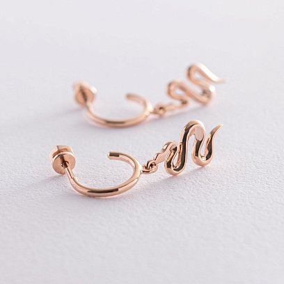 Золотые серьги - пусеты "Змеи" с07327 №3