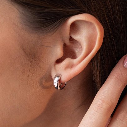 Серьги - кольца в белом золоте с08199 №4