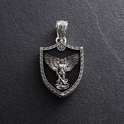 Серебряный кулон "Св. Георгий Подебедоносец" с эбеновым деревом 1270