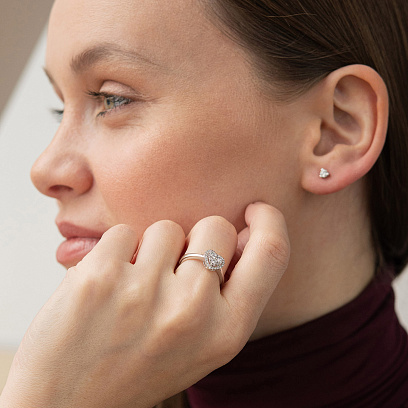 Золота каблучка "Сердечко" з діамантами кб0608ri №2