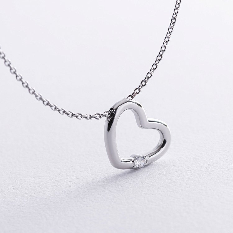 Срібне кольє "Сердечко" з фіанітом 1109 від ювелірного магазину Онікс