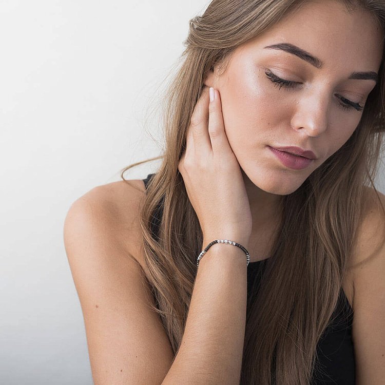 Золотий браслет з чорними і білими діамантами бб0008ar від ювелірного магазину Онікс - 2