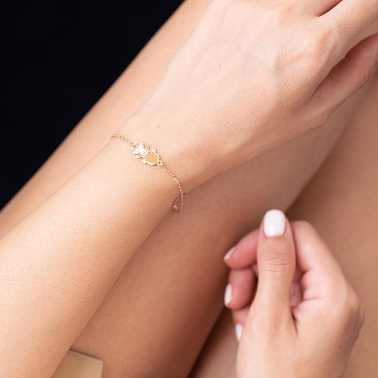 ﻿Золотий браслет "Дівчинка" (фіаніт) б03958 від ювелірного магазину Онікс - 2
