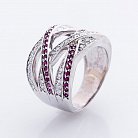 Золотое кольцо с белыми и фиолетовыми фианитами к00001ж от ювелирного магазина Оникс - 1