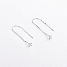 Серебряные серьги - протяжки с фианитами 902-01056 от ювелирного магазина Оникс - 3