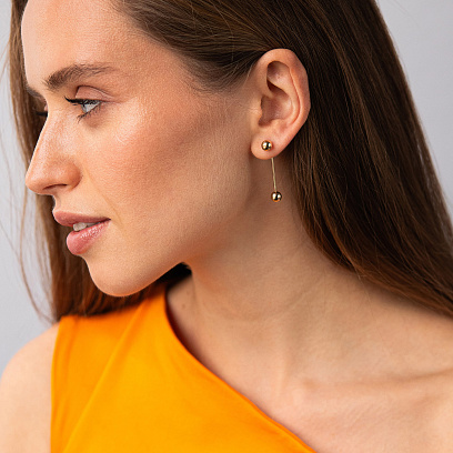 Сережки "Ophelia" з кульками (жовте золото) с09416 №4