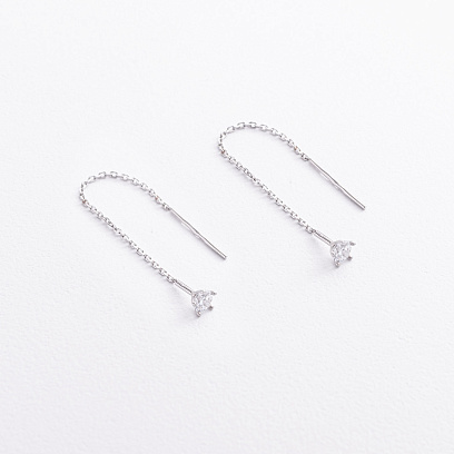 Серебряные серьги - протяжки с фианитами 902-01056 №4