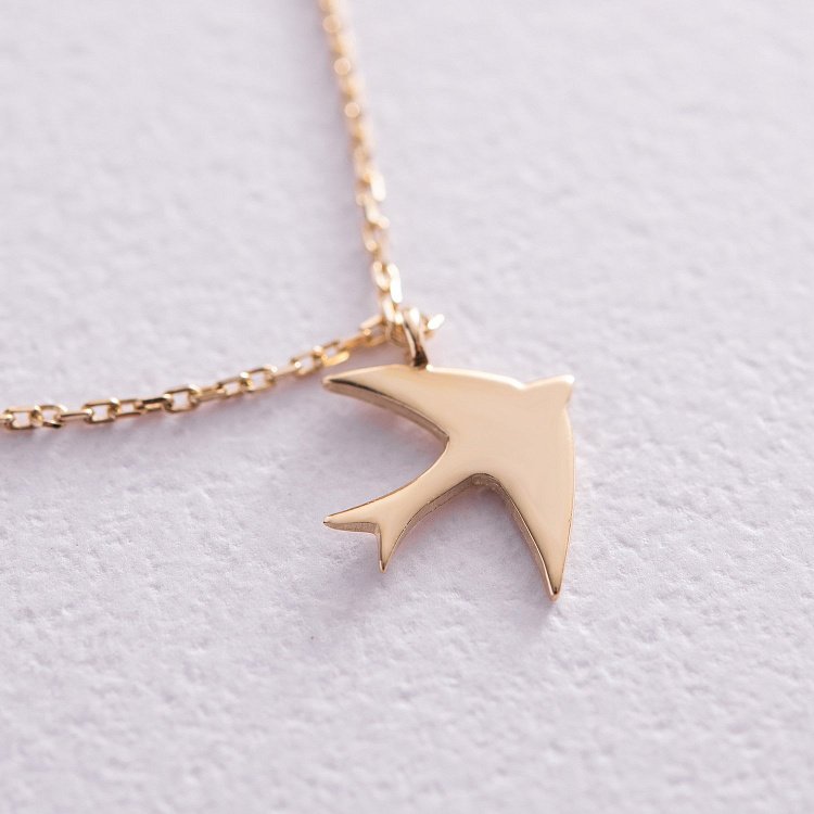 Колье "Ласточка" в желтом золоте кол01613 от ювелирного магазина Оникс - 4