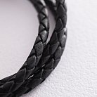 Кожаный шнурок "Спаси и сохрани" с золотой застежкой (3мм) кол00921 от ювелирного магазина Оникс - 1