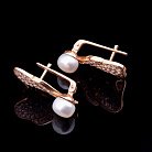Золоті сережки з культивованими прісноводним перлами і фіанітами с00354 от ювелирного магазина Оникс - 2