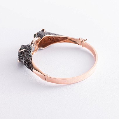 Жорсткий золотий браслет "Пантери" з фіанітами б04769 №4