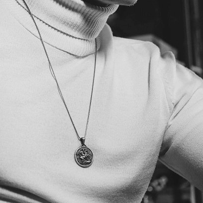 Серебряный кулон "Георгий Победоносец" (возможна гравировка) 133180 №4