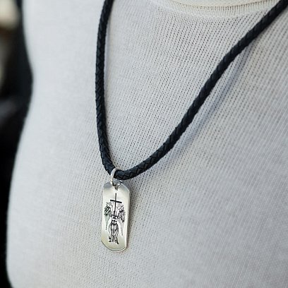 Серебряный жетон "Ангел Хранитель. Молитва" (большой) 133350-8 №4