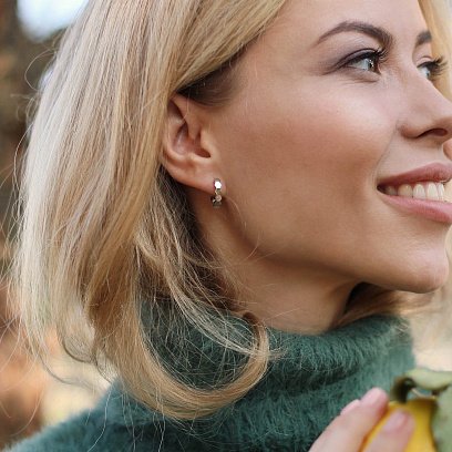 Сережки з білого золота на англійській застібці с06387 №6