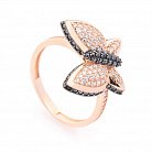 Золотий перстень "Метелик" з фіанітами к06097 от ювелирного магазина Оникс