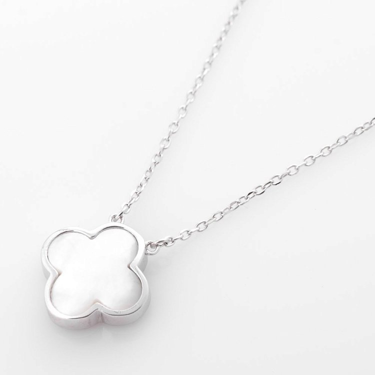 Серебряное колье с двусторонним украшением "Клевер" 18583 от ювелирного магазина Оникс - 4