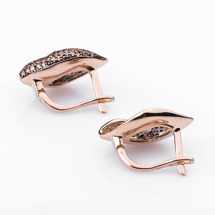 Золоті сережки з фіанітами с04529 - 2 Золоті сережки з фіанітами с04529 від ювелірного магазину Онікс - 2