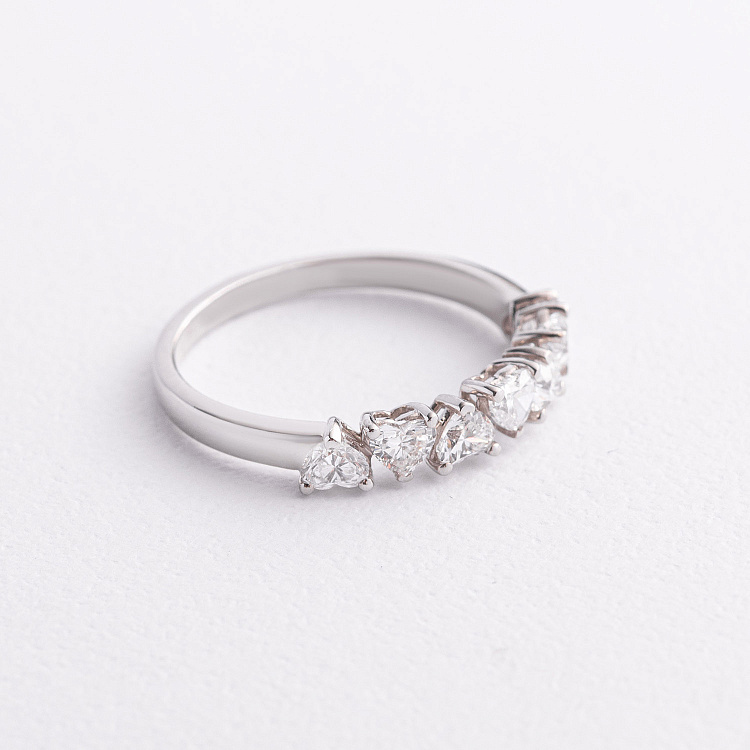 Золота каблучка "Сердечки" з діамантом кб0649rc від ювелірного магазину Онікс - 1