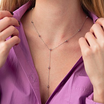 Колье "Шарики" в белом золоте кол01948 №3