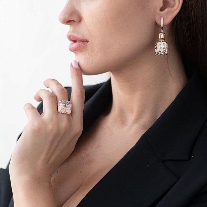 Золотое кольцо с эмалью к05653 №2