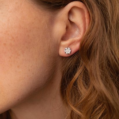 Золотые серьги - пусеты "Сердечки" с бриллиантами сб0224са №2