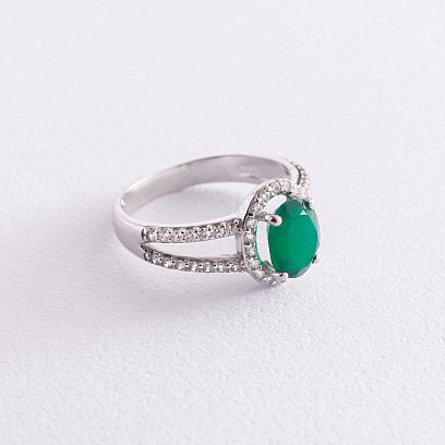 Серебряное кольцо с агатом и фианитами 1351/1р-GRAG