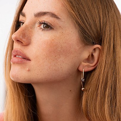 Золотые серьги "Вдохновение" (фианиты) с06708 №2