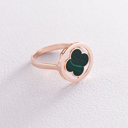 Каблучка "Конюшина" в червоному золоті (емаль) к06706