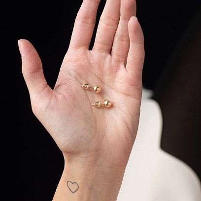 Сережки - пусети "Кульки" в жовтому золоті (0.7 см) с06892 №15